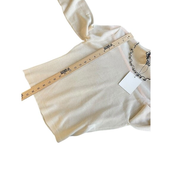 Majorelle Revolve Semi Sheer Knit Sweater sz Small Cream High Neck Black Edge - Picture 8 of 11